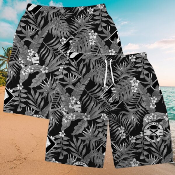 Chicago White Sox Black & White Tropical Aloha Shirt - Image 5