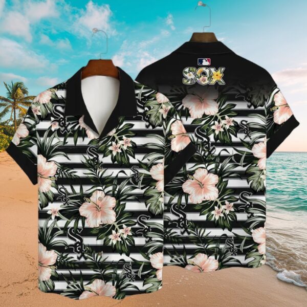 Chicago White Sox Floral Stripe Tropical MLB Aloha Shirt