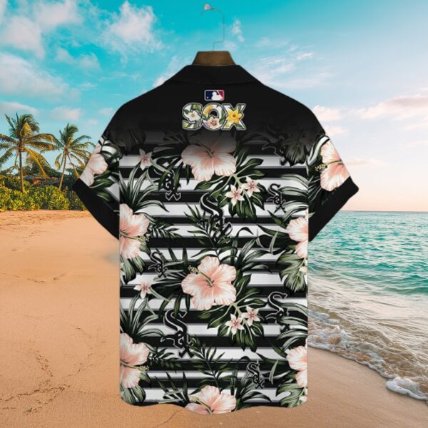 Chicago White Sox Floral Stripe Tropical MLB Aloha Shirt - Image 3