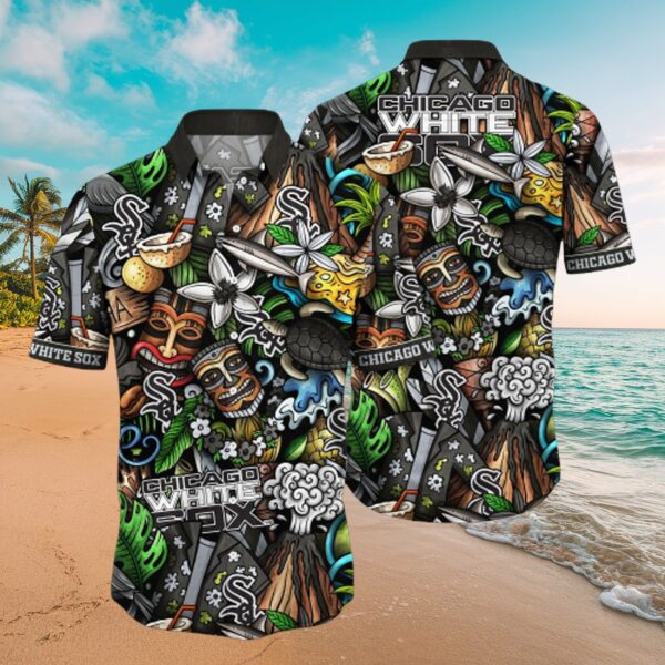 Chicago White Sox Tiki & Tropical Print Aloha Shirt