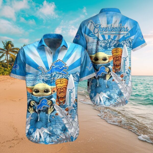 Detroit Lions Baby Yoda Tropical Hawaiian Shirt