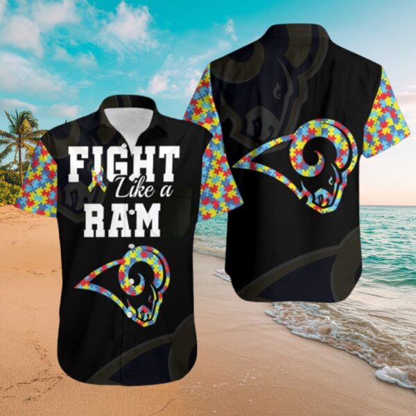 LA Rams Puzzle & Fight Like a Ram Hawaiian Shirt