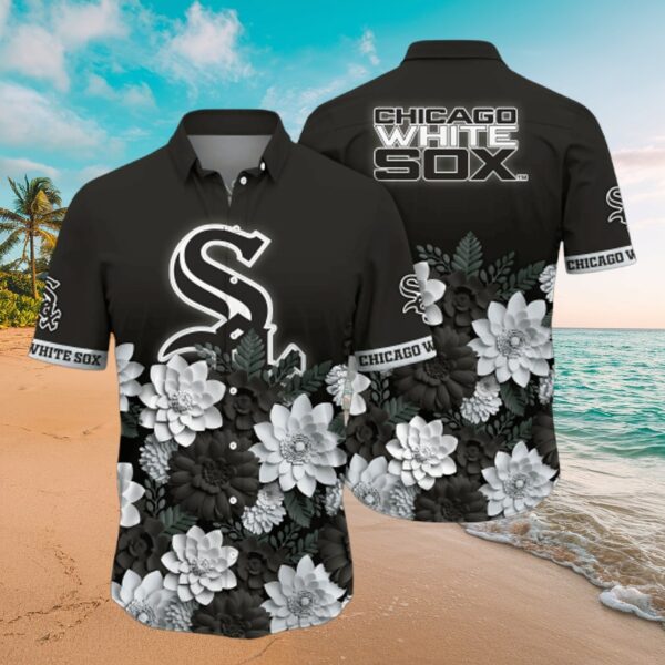 White Sox Black & White Floral Aloha Shirt